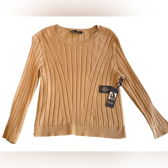 Rachel Roy Women's Fitted Silhouette Ribbed Sweater Camel Color Crewneck XL NWT. - Picture 6 of 11